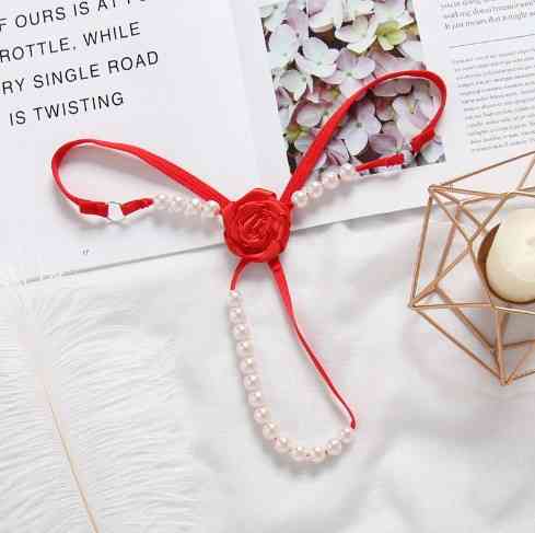 Труси з перлами, червоний - розмір універсальний (на резинці), 15% нейлон, 85% поліестер Київ