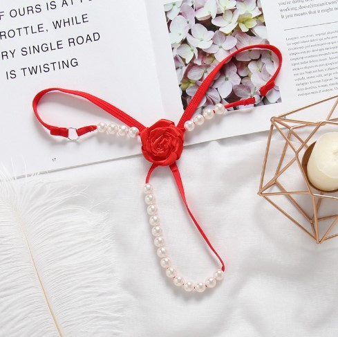 Труси з перлами, червоний - розмір універсальний (на резинці), 15% нейлон, 85% поліестер Київ - фото 2