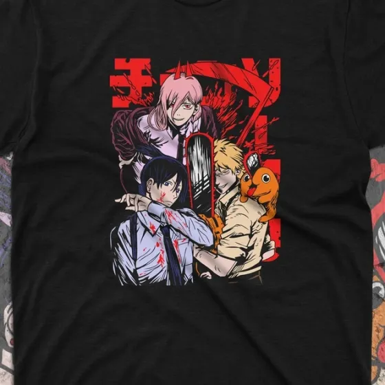 Футболка для подростка мальчика с принтом Человек Бензопила Денджи, Пауер, Акі Размер 160 Anime10476 Днепр