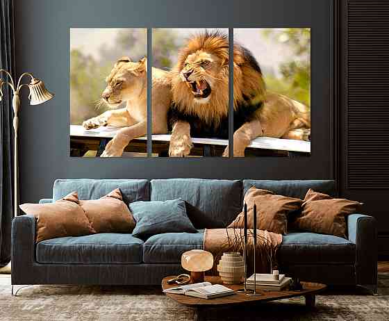 Модульная картина в гостиную / спальню  Закохана пара Левів    ART-247_3A 70х130 см Киев