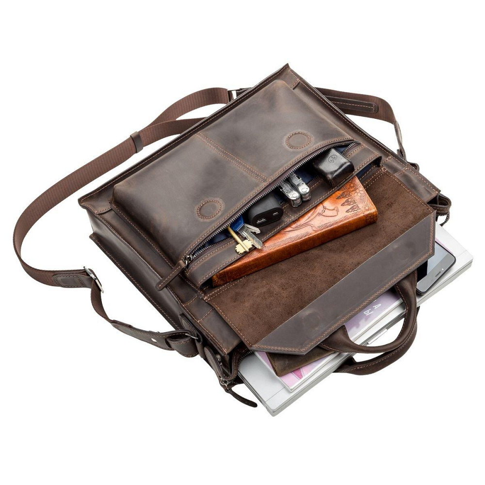 Сумка для ноутбука SHVIGEL 11109 кожаная Коричневая Киев - изображение 3