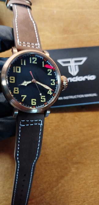 Часы из бронзы Pilot Tandorio 47мм хомаж Zenith бронзовые часы CUSN8. Киев - изображение 5