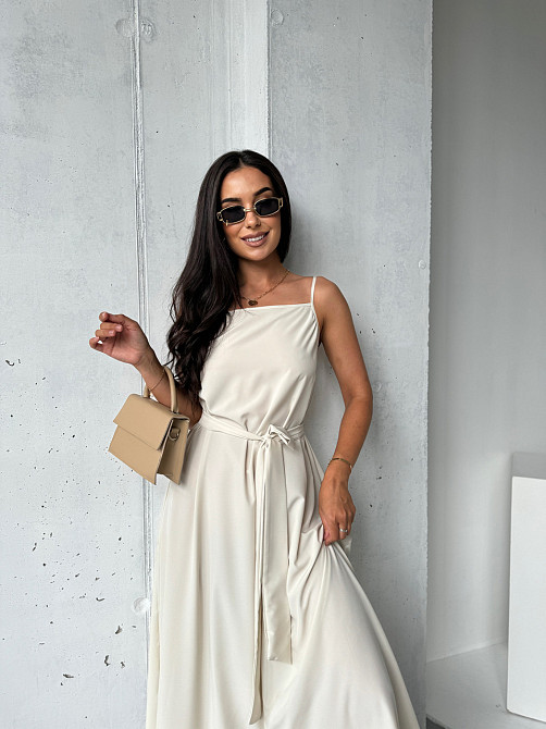 Жіночий літній сарафан максі "Charlotte" оптом | Норма і батал Бежевий, 50-52 Київ - фото 3