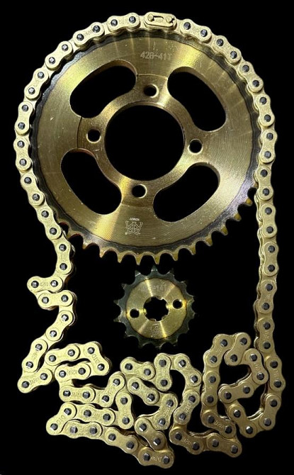 Звезды трансмиссии (пара) Delta 428-14T + 428-41T (+цепь 104L) золотая -2 Мукачево - изображение 1