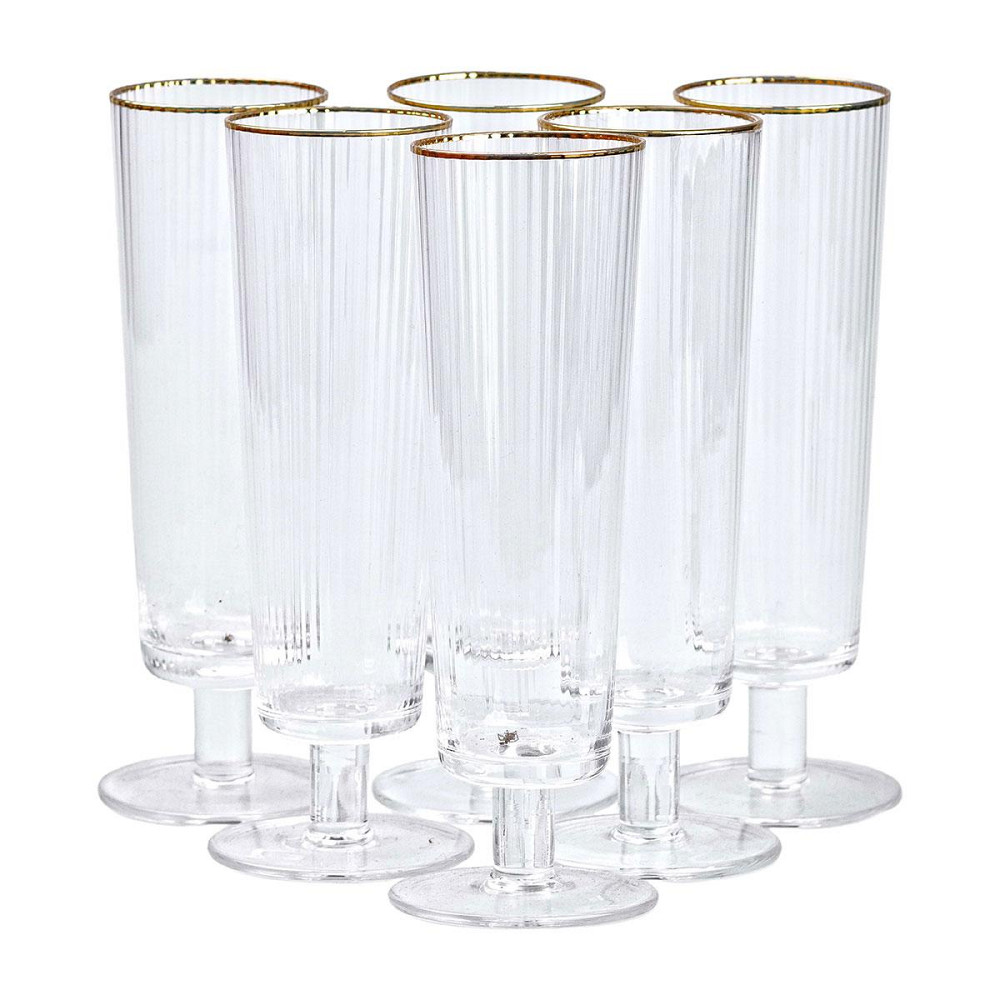Шампанські бокали з золотою каймою, 6 шт. по 300 мл Київ - фото 1