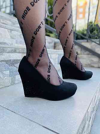 Туфлі жіночі LENA MELIANI чорні еко-замша танкетка 9см (M619-D2302) 35р.36р.37р. Коломыя