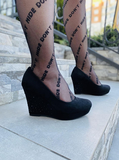 Туфлі жіночі LENA MELIANI чорні еко-замша танкетка 9см (M619-D2302) 35р.36р.37р. Коломия - фото 1