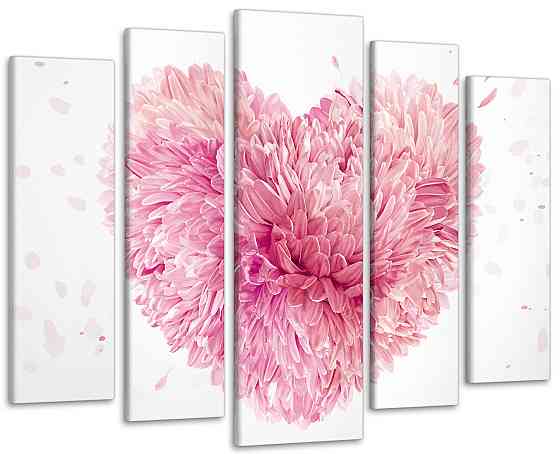 Модульная картина в гостиную / спальню Сердце Цветы Art-485_5 ( 80х118см ) 105x150 см Киев