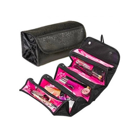 Женская раскладная косметичка черная -в разложенном виде 51*24см, полиэстер, водонепронецаемая Киев - изображение 1