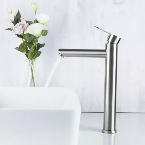 Змішувач для умивальника Frap F10801-2 високий, нержавіюча сталь Київ