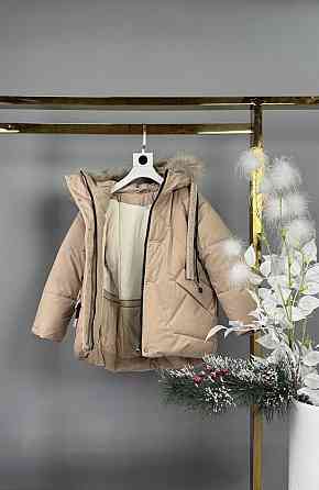 Детская зимняя куртка для девочки на 6,7,8 лет молочная Николаев