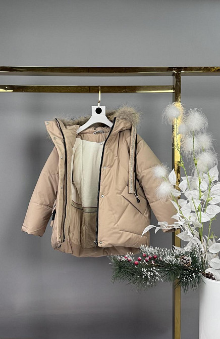 Детская зимняя куртка для девочки на 6,7,8 лет молочная Николаев - изображение 2