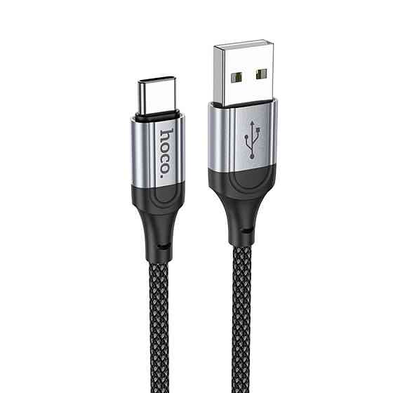 Кабель HOCO X102 USB to Type-C 3A, 1m, nylon, aluminum connectors, Black (6942007608770) Київ
