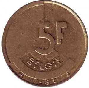 5 франків. 1988 рік, Бельгія (Belgie). Полтава
