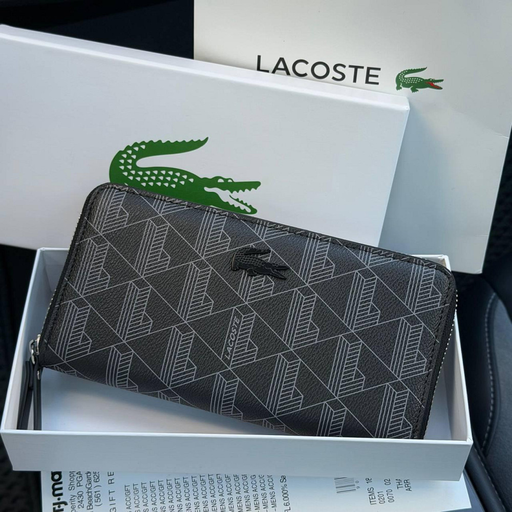 Мужской брендовый кошелек Lacoste (А7) черный Киев - изображение 1