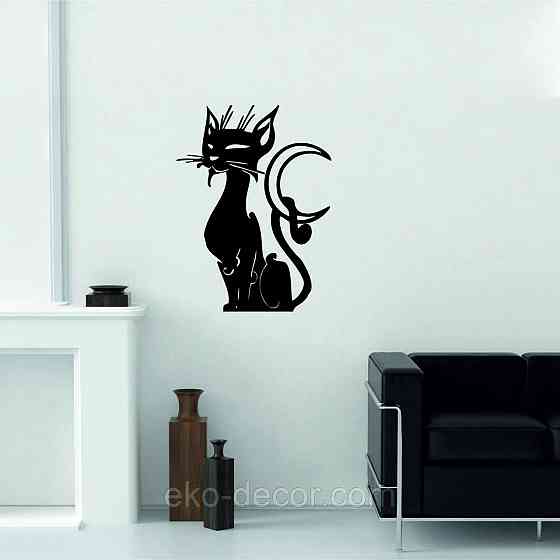 Декоративное настенное 3D Панно «Кот» Декор на стену с объемом 70*52 см, Черный Киев