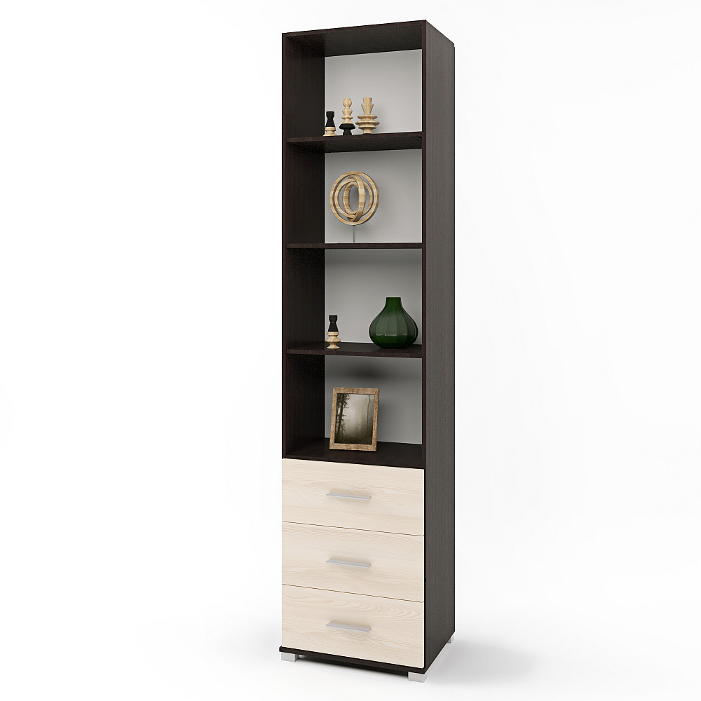 Шкаф-пенал открытый с ящиками Эверест Бриз-16 венге + дуб молочный (DTM-2283) Днепр - изображение 2