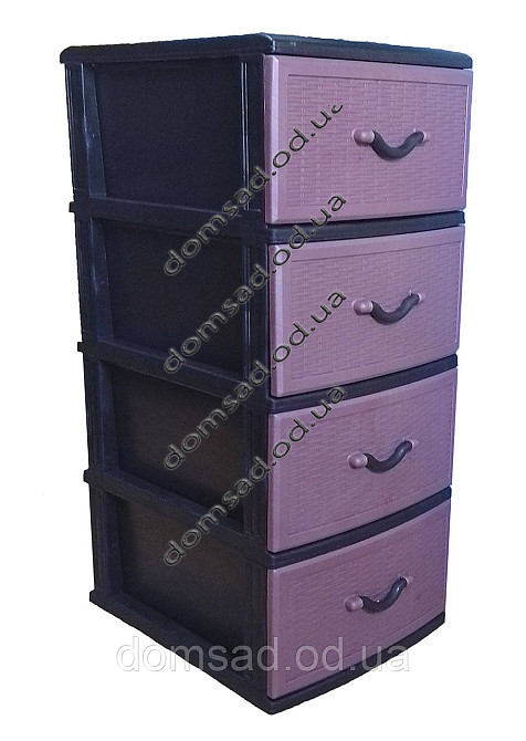 Комод пластиковий Style black and crimson (Стиль) 4 ящики 48х38х88 Одеса - фото 2