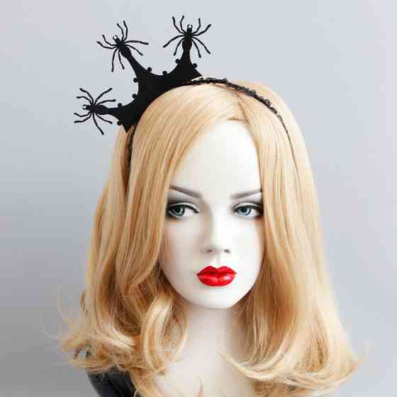 Обруч на Хэллоуин Пауки на короне one size черный Киев