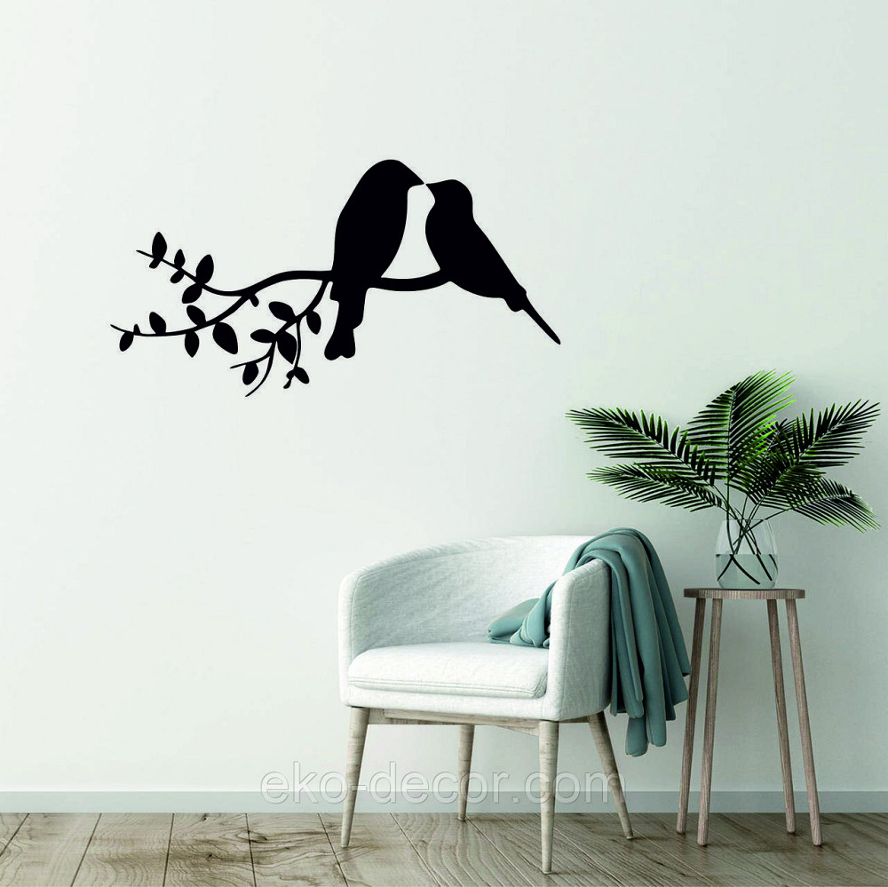 Декоративное настенное Панно «Две птички», Декор на стену 90*47 см, Черный Киев - изображение 2