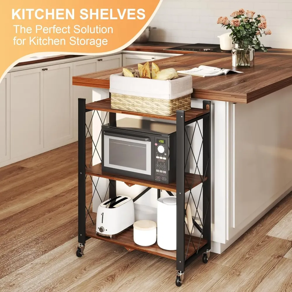 Стеллаж трехъярусный универсальный из нержавеющей стали/ Раскладной органайзер-стеллаж 66x34x88 см Коломия - фото 3