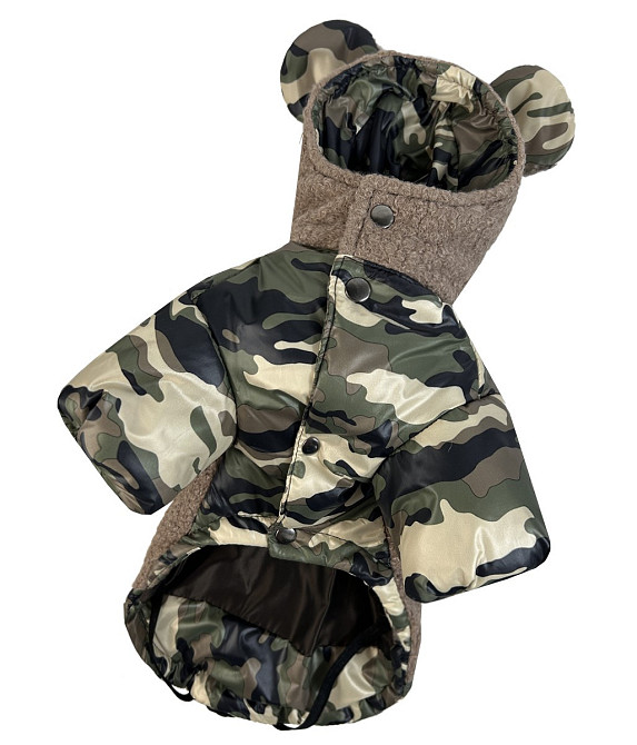 Куртка комбинированная для собак Teddy весна/осень плащевка с шерстью букле на синтепоне на кнопках милитари 8 Одесса - изображение 6
