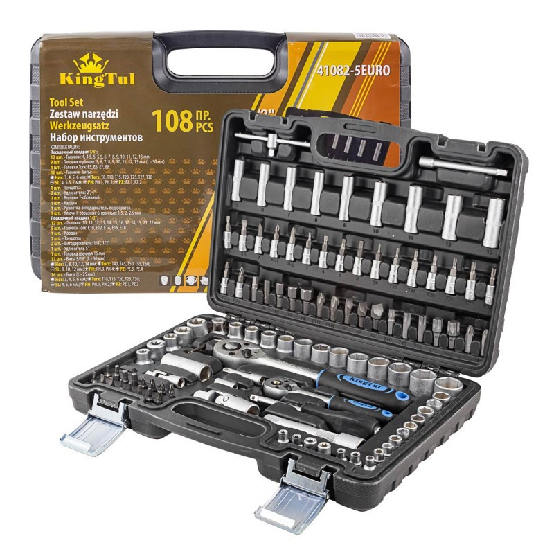 Набір інструментів 108 предметів 1/2", 1/4" KingTul KT-41082-5EURO Одеса - фото 3