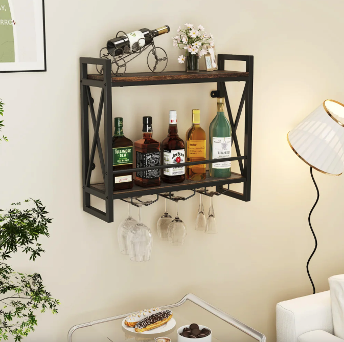 Настінний винний стелаж Costway Lagom у стилі Loft Київ - фото 3