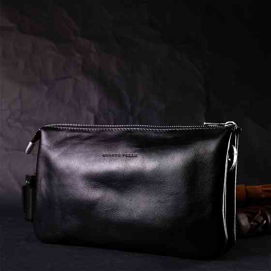 Розкішний жіночий клатч із натуральної шкіри GRANDE PELLE 11657 Чорний Київ