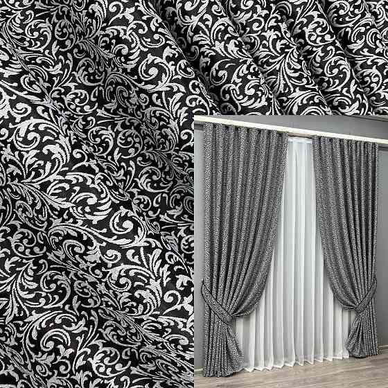 Комплект готових штор VR-Textil Софт Вензель № 2050ш(А) Чорний з сірим 100х275 см 2шт (31-0038) Київ