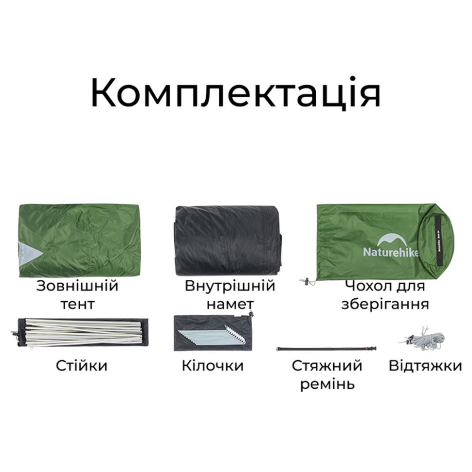 Палатка трехместная Naturehike Bleik Series Tent CNK2550WS038, зеленый Киев - изображение 6