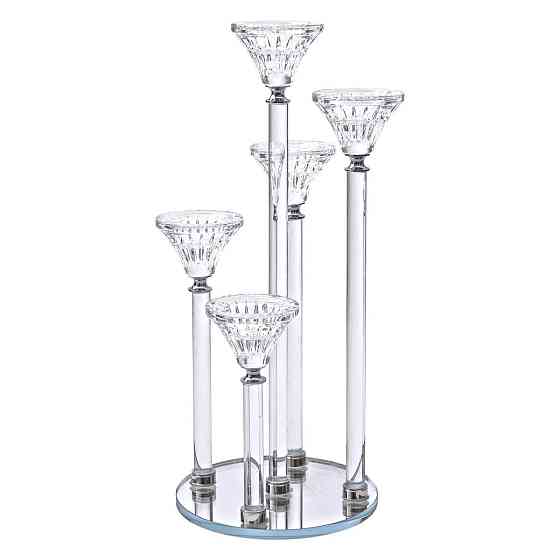 Підсвічник скляний на 5 свічок 16×37.5 см підсвічник декоративний прозорий на ніжці HP-4-18 Київ