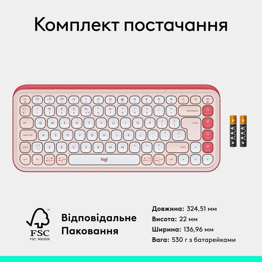 Клавіатура бездротова Logitech Pop Icon Keys Rose (920-013073) Рожевий Харків - фото 11
