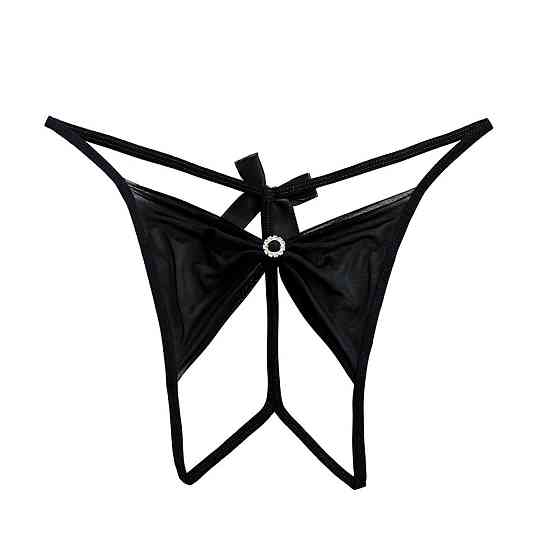 Трусики з розрізом у формі бантика one size чорний Київ
