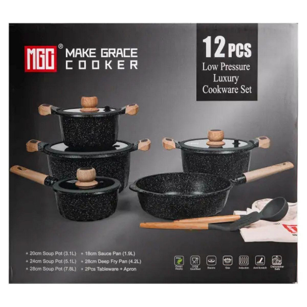 Набір посуду, комплект з 4 каструль і сковорідок, MGC, чорний HP-4-404B Київ - фото 7