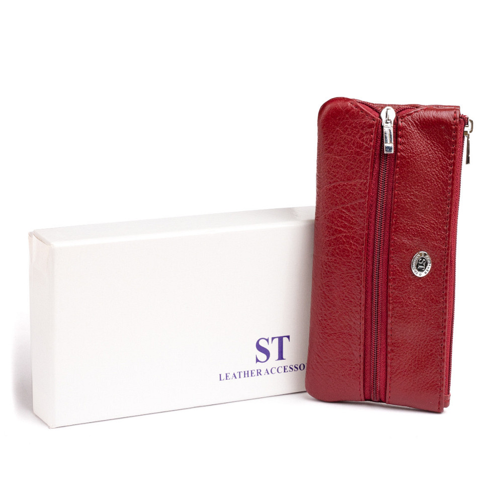 Ключница-кошелек с кармашком женская ST Leather 19352 Бордовая Киев - изображение 7