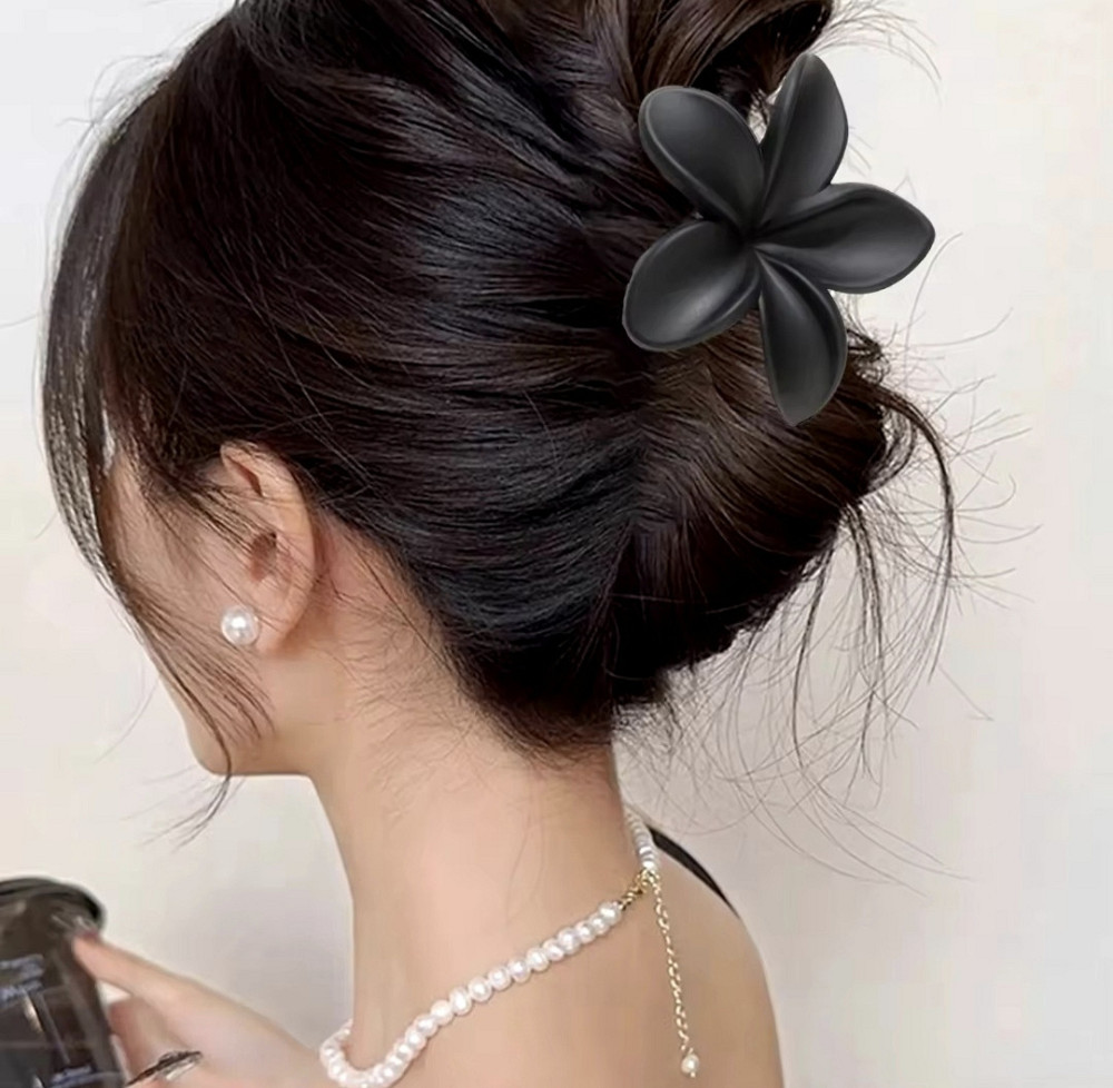 Заколка-крабік квітка матова Чорний Смела - изображение 2