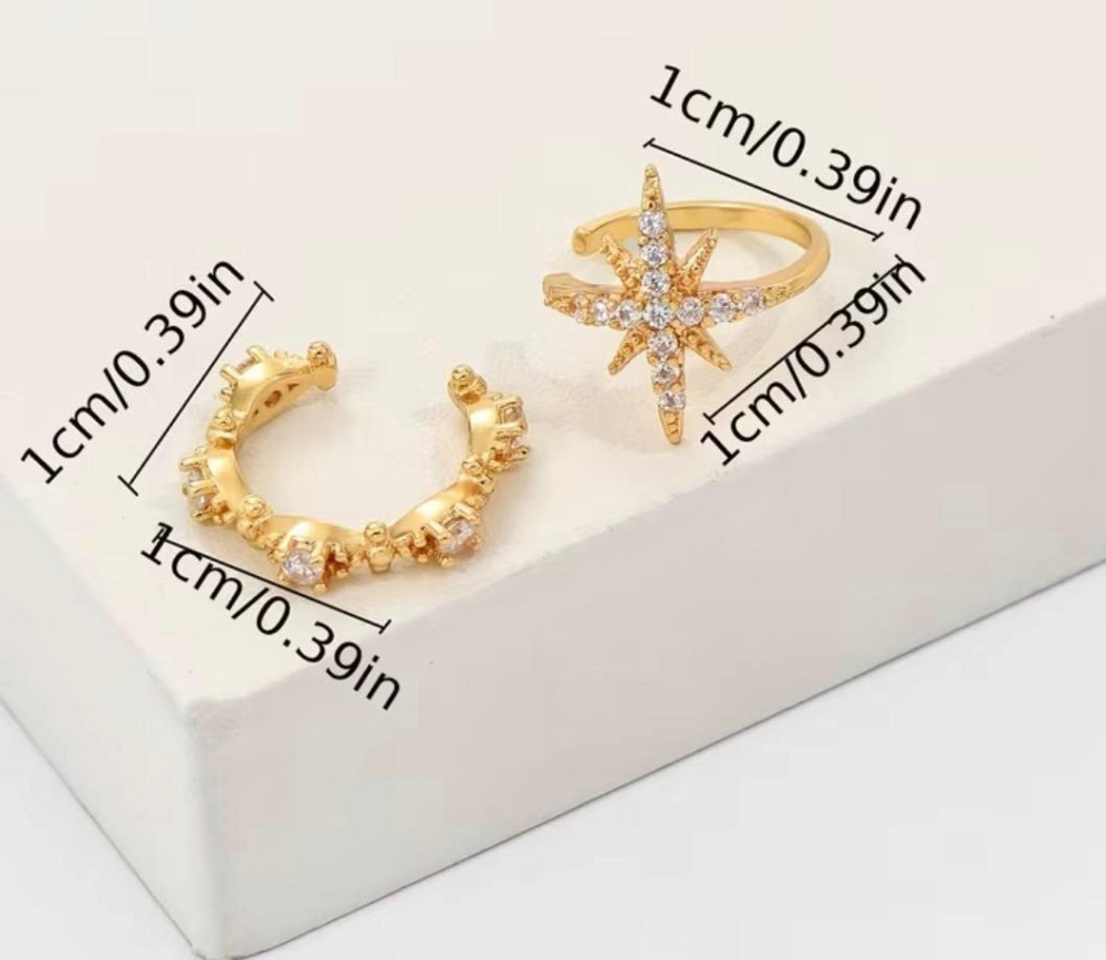 Набор каффов со стразами звезда и дуга без прокола бижутерия 2 шт Киев - изображение 4