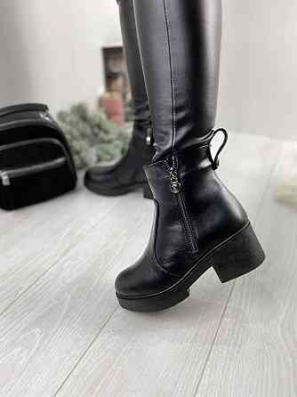 Жіночі черевики Б02-3516 чорні натуральна шкіра висота 13 см підошва 3 см (1132) Коломыя