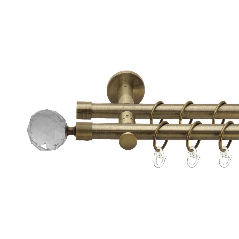 Карниз Orvit Люміера металевий дворядний реверсивний гладка труба кільце металеве Антик 19\19 мм 300 см (00-00013383) Львів - фото 1