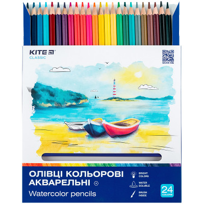 Олівці кольорові Kite Classic акварельні, 24 кольори (K-1050) Вінниця - фото 4