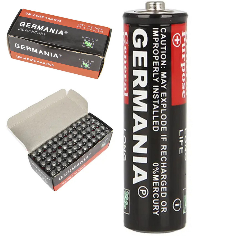 Пальчиковая батарейка AA (1,5В) R6S, Germania / Качественная одноразовая батарейка Киев - изображение 1