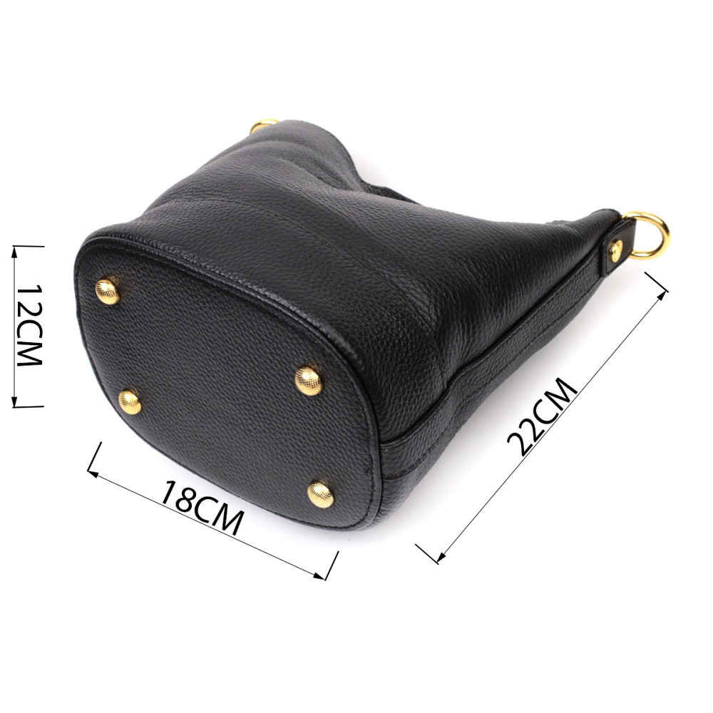 Шкіряна жіноча сумка з автономною косметичкою всередині Vintage 22363 Чорна Київ - фото 4