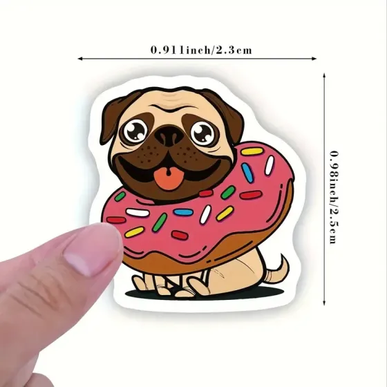 Рулон наліпок мопси – 500 шт яскравих стікерів для декору Київ