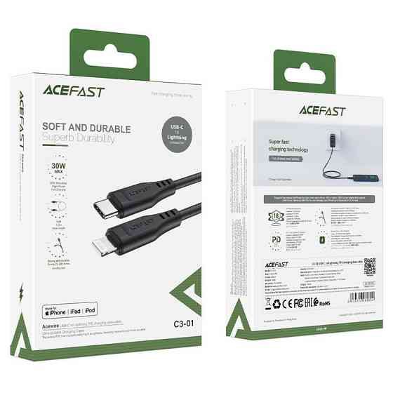 Кабель ACEFAST Type-C на iPhone 3A, 30W, черный Киев