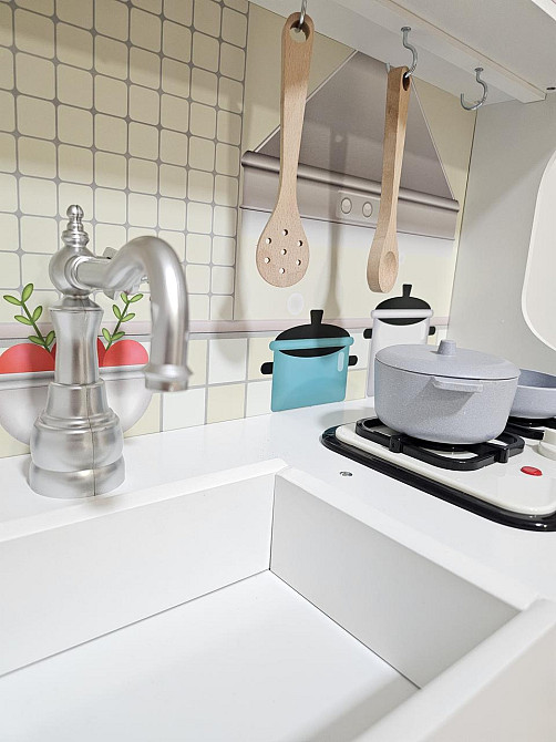 Дитяча дерев'яна ігрова кухня AVKO Ліана Pink звукові та світлові ефекти Київ - фото 6