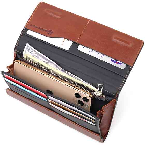 Барсетка из гладкой кожи Grande Pelle 11421 Коричневый Киев