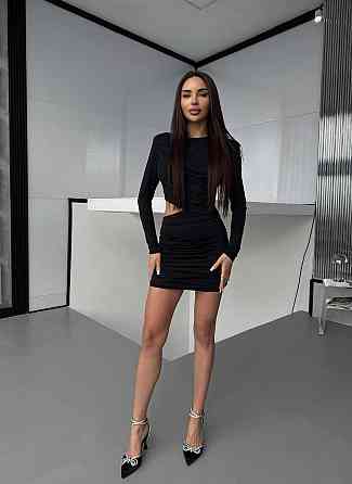 Жіноча романтична вечірня міні сукня з вирізом біфлекс Одеса