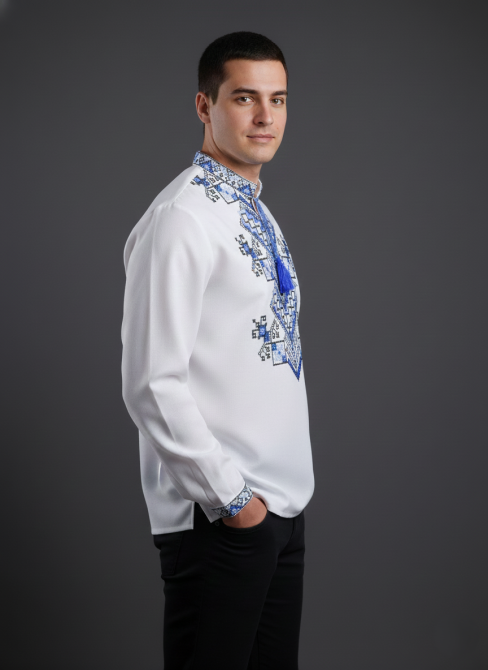 Чоловіча вишиванка з великим символічним орнаментом Дерево життя голуба нитка Київ - фото 2