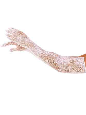 Рукавички Leg Avenue Lace Opera Length Gloves, One Size, білі, вище ліктя, сітка з квітковим візерунком Sex Aura Київ
